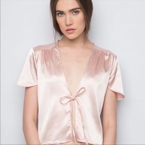 Brandy Melville silky satine baby pink top ✨